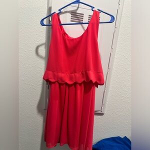 Pink scallop trim dress